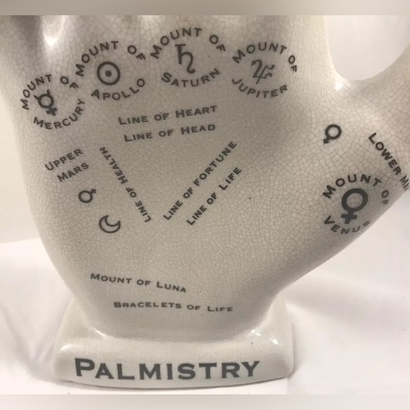 Ceramic Palmistry Hand for Palm Reading, Crackle Glaze 12” X 10” - Picture 3 of 5